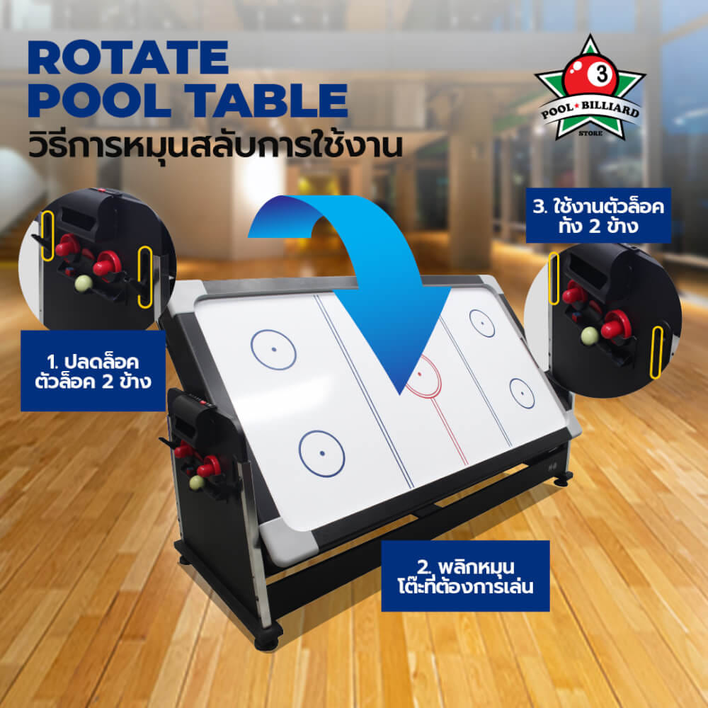 โต๊ะพูล 4IN1 POOL BILLIARD TABLE อุปกรณ์พร้อมเล่น ขนาด 7ฟุต สักหลาดน้ำเงิน_6